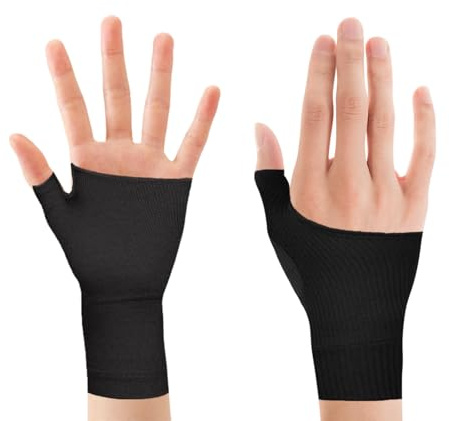 NiceBest Guantes Artrosis Manos, Muñequera Tunel Carpiano para Hombre y Mujer, Férula Pulgar para Rizartrosis, Muñequeras gym Adecuado para Soporte de Muñeca y Tendinitis(Nero S)