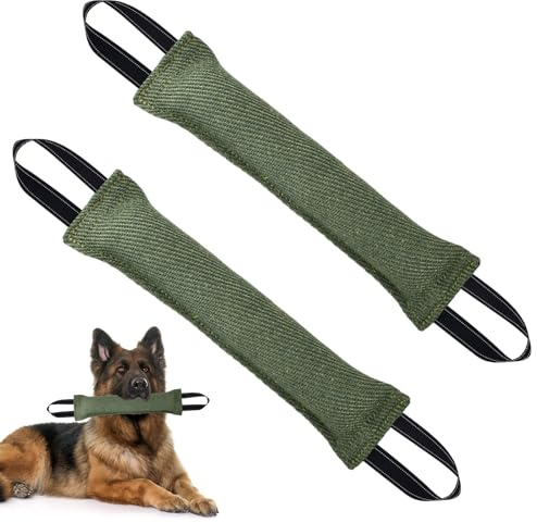2 st hundbitande leksak, 30 cm, bitande hundleksak, hundbit, interaktiv hundträning, leksak, med 2 handtag, för repskytte och återhämtning (grön)