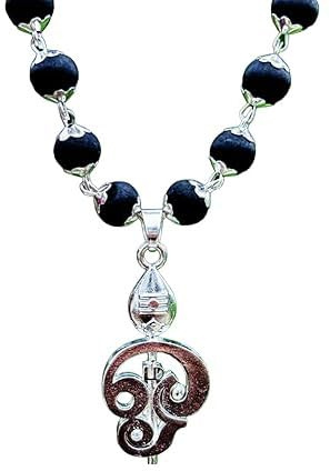 Yuktha Karungali Malai with Divine Lord Murugan OM Vel Pendant | Ebony Beads Mala | Silver Cap Mala