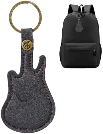 Bas plektrumhållare, gitarrplektrumhållare nyckelring, fodral för | nyckelring | PU läder gitarrformad nyckelring, musikinstrument tillbehör för m älskare