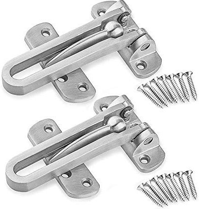 Gasea 2Pack Entrebailleur de Sécurité Porte Acier Fenêtre Garde Verrou Porte d'Entrée Sans Chaîne Loquet de Verrouillage Pour Fenêtre Porte, Empêche l'Entrée Par Effraction
