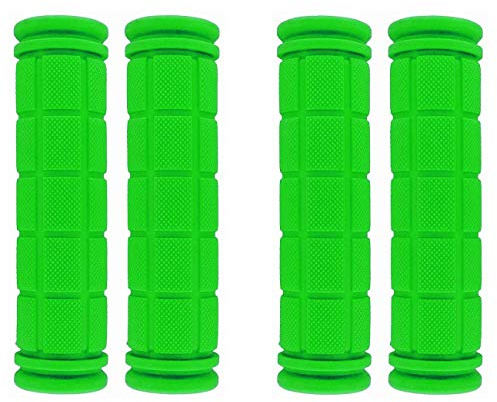 PLATT Bicycle Handle Bar Grips Colorful Rubber Mushroom Grips for BMX/MTB Bikes (Green,2 Pairs)