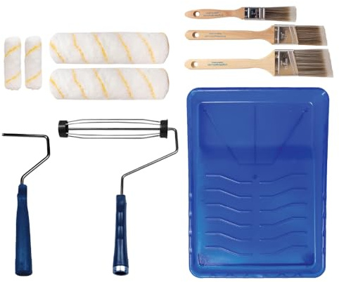 Pro Grade Paint Roller Kit, Brush & Roller,10 Piece Set, Wall Painting Naps for Professionals & Homeowners - All Paints & Stains, Washable, Reusable, Easy to Clean, Superior Absorbency.