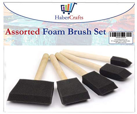 Foam Brush Foam Brushes Paint Sponges Paint Pads Sponge Brush Sponge Paint Brushes for Acrylics Painting Decorating Varnish Staining Wooden Handles 5 Mixed Set (5 Assorted Size Foam Brushes - 1 Pack)