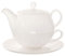 Buchensee Tea for One Lena 500ml aus Crystal Bone China Porzellan in fein-cremigem Weiß. Teekanne + Teetasse + Untersetzer