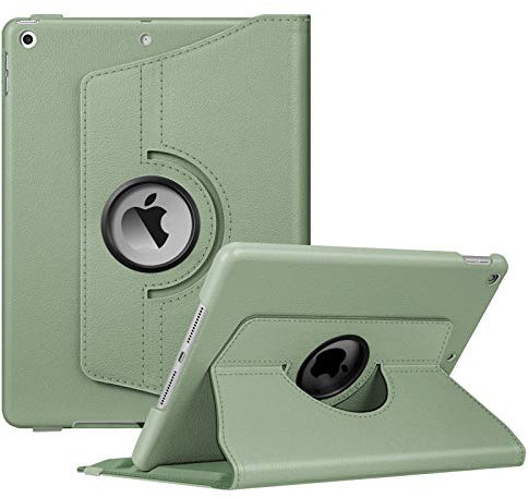 Fintie Hülle für iPad 10.2 Zoll 9.Generation / 8. Gen / 7. Gen (Modell 2021/2020/2019) mit Pencil Halter - 360 Grad Rotierend Stand Schutzhülle Cover mit Auto Schlaf/Wach Funktion, Pastellgrün