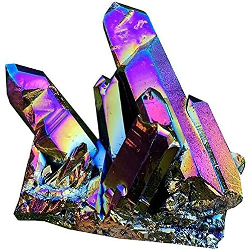 HUSHUI Racimo de Cuarzo de Cristal arcoíris Natural, Piedra de Cristal arcoíris Colorida Natural Racimo de Cristal de Roca Natural Geoda Muestra de Piedra Decoración del hogar