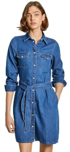 Pepe Jeans Damen Regular Dress Pl953581 Kleid, Blue (Denim-HT8), S