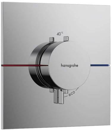 Hansgrohe Showerselect Comfort E - Termostat För Inbyggnad, Termostatblandare Med Säkerhetsspärr (Safetystop) Vid 40° C, Fyrkantig Termostat, Badrumsblandare För 3 Funktioner, Krom, 15574000
