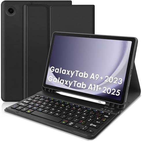 Zabatoco Étui Clavier Compatible avec Samsung Galaxy Tab A11+ 2025 / A9+ 2023 11 Pouces, AZERTY Français Clavier Coque pour Samsung Galaxy Tab A9 Plus / A11 Plus 11