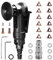 Mini máquina de biselado neumática, portátil de mano de arco de 45 grados con cuchillas de repuesto para desbarbado de biselado de metal (6 insertos R + 6 insertos C + 6 rodamientos)