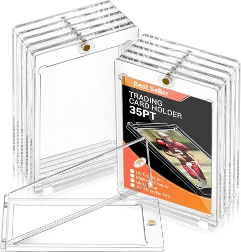 KAHEIGN 12 st magnetiska korthållare, 35PT One Touch Magnetiskt samlarkortskydd i akryl med UV-skydd för Standard Pokémon YGO Game Baseball Sport-kort