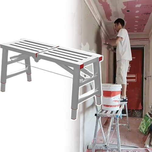 Piattaforma di lavoro per imbianchini, altezza regolabile, attrezzatura portatile per ponteggi, strumenti portuali, pedane e impalcature (120 x 29 cm)