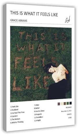 Gracie Abrams Albumposter This Is What It Feels Like, Musik-Cover, Leinwand-Poster, Schlafzimmer-Dekor, Sportlandschaft, Büro, Raumdekoration, Geschenk, Rahmen-Stil, 20 x 30 cm