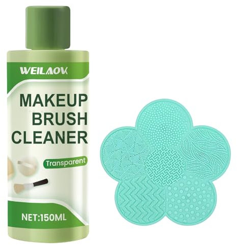WEILAOK Makeup Sponge Cleaner, Brushes Cleaner Makeup, Makeups Brush Cleaner Liquid, Make up Brush Clean Include Make up Brushes Clean Mat, 150ml