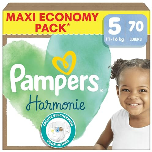 Pampers Harmonie Couches Taille 5, 70 Couches, 11kg-16kg, Protection Douce De La Peau Avec 100% D’Absorption Pampers