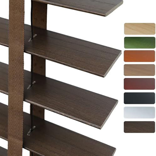 Store vénitien Bois pour Interieur, Stores Vénitiens Lamelles 50 mm, Store en Bois sur Mesure pour fenêtre, Portes, Le Couloir, la Chambre, Le Bureau(Dark Brown)