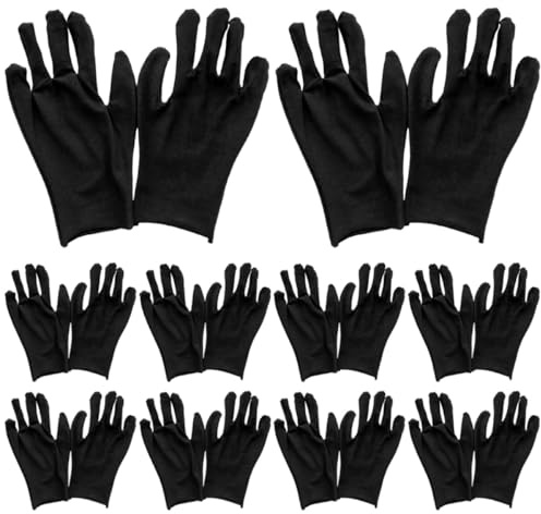 MAGICLULU 12 Paar Schwarze Baumwollhandschuhe Dicke Waschbare Arbeitshandschuhe aus Hochwertiger Baumwolle Geruchsneutral und Wasserabweisend für Industrielle Gartenarbeit