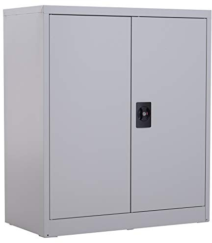 Vinsetto Armario Archivador Metálico 2 Puertas Cerradura 80x40x92,5 cm Gris | Archivador de Oficina, Estante Regulable, Estudio, Sala de Estar