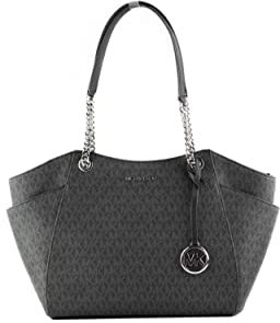 Michael Kors – Große Schultertasche mit Kette für Damen, Jetset, Reisen, Schwarz (Schwarz 2018), Large