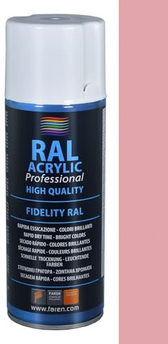 FAREN RAL ACRYLIC, Vernice spray Acrilica 100%, Smalto FIDELITY RAL, Colori Brillanti a Rapida Essiccazione, 400ml (1, RAL 3015 ROSA CHIARO)