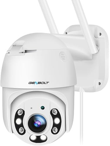 GENBOLT 2.5K WiFi Caméra de Surveillance Extérieure, 2.4&5GHz PoE CCTV Camera IP avec Détection Humaine Vision Nocturne Couleur Pan Tilt Suivi Automatique Maison Sécurité [DC&POE]