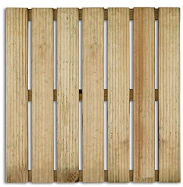 Mattonella in Legno 50x50 cm da Esterno – Piastrella Zigrinata per Pavimento Giardino o Terrazzo – 7 Listelli in Conifera Impregnata in Autoclave – Antiscivolo – Resistente agli Agenti Atmosferici