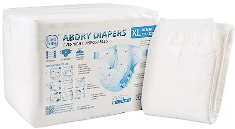 Littleforbig Adult Diaper 10 Pieces - ABDry White Diapers (X-Large 48-56)
