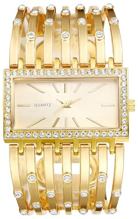 Silverora Montres pour femme - Montre en or carrée : simple visage à échelle de points - Montre analogique à quartz rectangulaire avec diamant - Avec bracelet réglable - Cadeau pour femme, Bracelet en