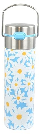 Eigenart Leeza Daisy Blue Double-Walled Thermal Water Bottle Stainless Steel with Sports Cap and Strainer, BPA-Free, 500 ml, 11026
