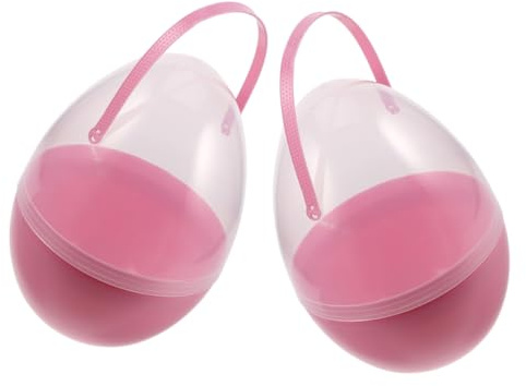 Zerodeko 2pcs Clear Plastic Handheld Easter Eggs with Handle Fillable Egg Shaped Candy Boxes for Games and Creative Fun for Parties and Family Gatherings