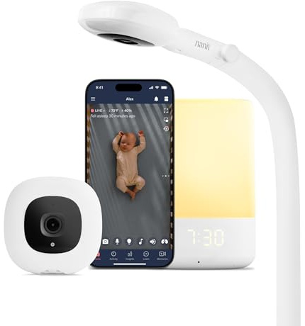 Nanit Nursery Bundle Smart Baby Monitor with Floor Stand – 1080p HD Wi-Fi Camera, Sensor-Free Breathing Monitoring, Sleep Tracking, Two-Way Audio, Night Vision, Motion & Cry Notifications, White