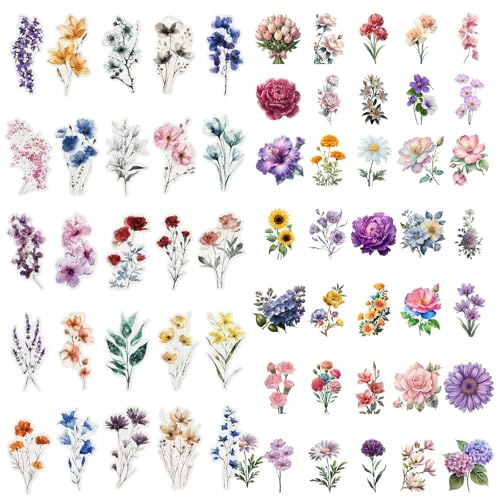 RJTCXJS 100 Adesivi Floreali Per Artigianato, Scrapbooking, Album Di Ritagli, Decorativi, Accessori Per Diari E Biglietti