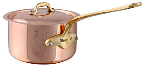 Mauviel 6720.13 M'Heritage M'150B Casserole Cuivre avec Couvercle 0.8 QT- 4.7 Manche Bronze