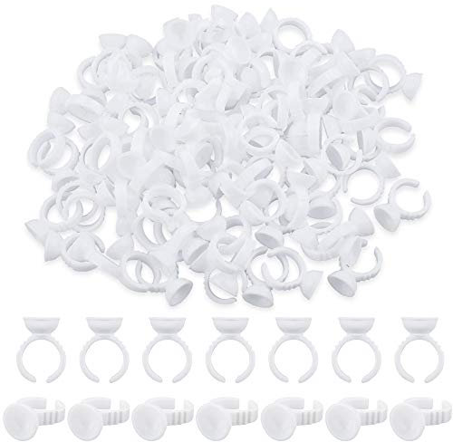 400 Pcs Disposable Eyelash Glue Holder Rings, Eyelash Extension Glue Ring Holder Eyelash Extension Accessories Adhesive Pigment Holders