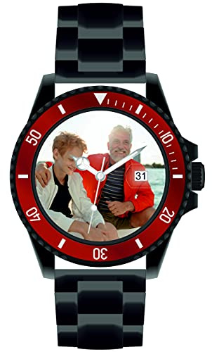 Memories personlig fotoklocka Ø40 mm 3 bar vattentät herrklocka med fotodatumvisning fotogåva fotoarmbandsur