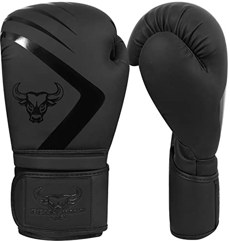 BEAST RAGE Boxhandschuhe Kickbox Handschuhe Boxing Gloves Männer Damen Box Handschuhe+ Training Schwarz Adult 8 10 12 14oz 16oz Muay Thai Kampfsport Boxsack Herren (Matte Black, 16 OZ)