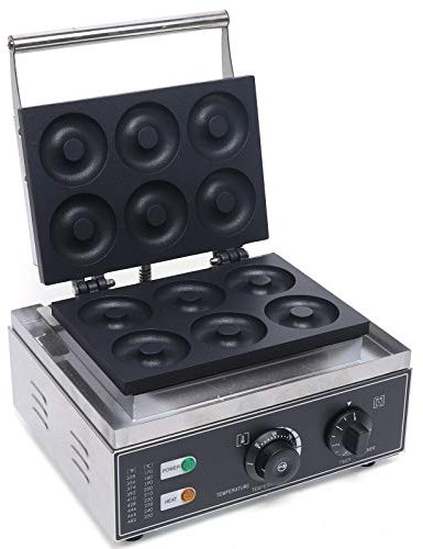 Machine à donuts électrique 6 trous Machine à gaufres Donut Maker Machine à gaufres Donut Maker Double Face Chauffage Machine à Donut Friteuse Commerce Donut