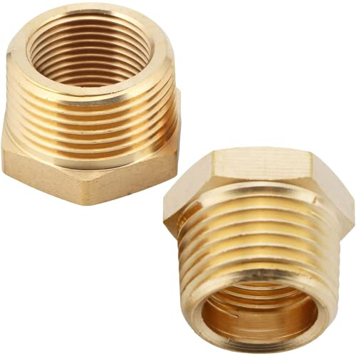 2pcs 1 NPT Male x 3/4 NPT Female Brass Reducer Hex Bushing Threaded Fitting Adapter by CX WONDERLAND