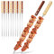BESTonZON 12 Pcs Turkish Skewers with Wooden Handles Stainless Steel kabob skewers, Metal Stainless Steel BBQ Skewer with Wooden Handle for Grilling