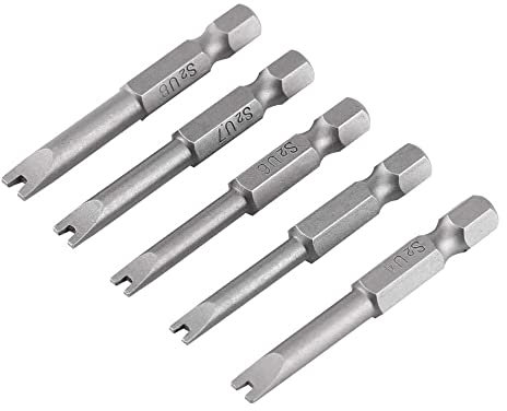 5 Stück U Typ Form Schraubendreher, Fixinus 1/4 Zoll Sechskantschaft S2 Legiertem Stahl Schraubendreher U-Förmiger Magnatischer Schraubendrehersatz 50 mm Länge