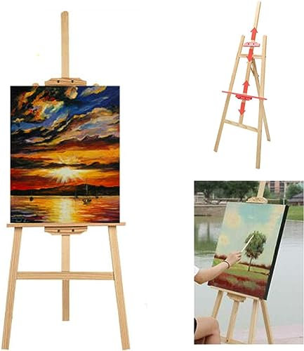Staffelei aus Holz Leinwand Ständer Hochzeit Staffeleien Feldstaffelei höhenverstellbar Holzstaffelei für Kinder und Erwachsene， 150 cm