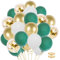 Luftballons Grün, 62 Stück Ballons Geburtstag Grün Gold Weiß, Grüne Goldene Luftballons Geburtstags Hochzeit Konfetti Ballon Mit 2 Band, Helium Ballons Taufe Deko,Geburtstagsdeko Grün, Partydeko