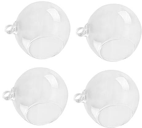 TOPBATHY Hängende Glaskugelvasen Leicht 4 Stück aus Hochborosilikatglas Kugelförmig mit Flachem Boden 80mm Durchmesser für Zimmerpflanzen und Tischdekoration zu Hause