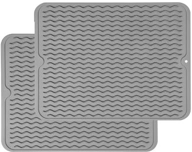 2 Pack Silicone Trivets for Hot Pans and Pots, 40x30cm Large Multipurpose Silicone Trivets for Kitchen Worktops, Flexible Heat Resistant Mat Kitchen Worktop Protector for Hot Dishes Pots No Slip(Grey)