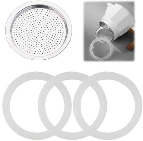 Gasket for 6 Cup Espresso Maker Moka Pot Seal Ring Replacement Coffee Pot Gasket Seal Parts Aluminium Spare Food Grade Silicone Rubber Ring for Bialetti Moka Express Stovetop Coffee Maker