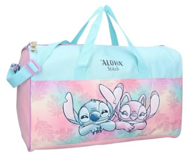 mybagstory - Borsa sportiva per ragazza – Stitch - Bambino - scuole - asilo - cinghia regolabile - idea regalo - misura 40 cm - rosa/blu