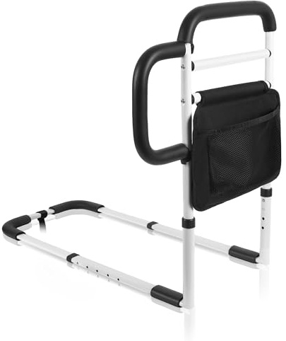 NobrNyanT Bed Rails Grab Bar Bed Handrails for Elderly Adults Safety, Bed Cane for Seniors with Foam Handle and Storage Pocket, Adjustable Bedside Assist,ASTM Approved.