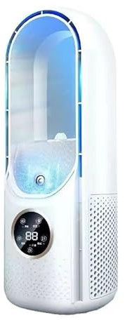 Yarvoney Climatiseur Portable, Climatiseur Mobile Silencieux, Refroidisseur d'air de 600 ml, Rafraichisseur d'air, 6 Vitesses, 2 Modes de Brumisation, Ventilateur Sans Pales, Plus Sûr (Blanc)