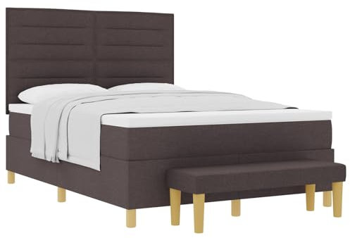 vidaXL Dunkelbraunes Boxspringbett mit Matratze & Bank 140X200 cm Stoff Polsterung Unterstützendes Design Ideal für Schlafzimmer Platz 140 x 200 und Möbel Kiefer Bequem Ruhe Entspannung